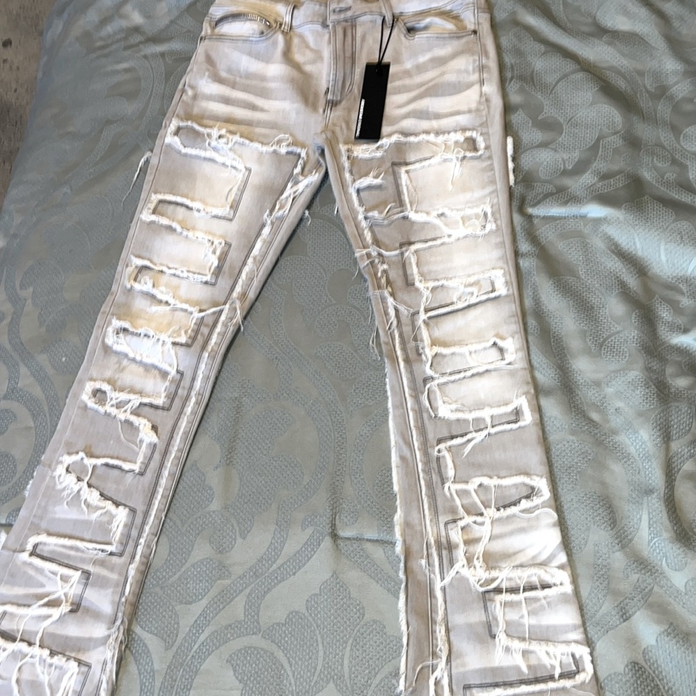 Rockstar original size 36 Shake Grey Stacked Flare Jean
